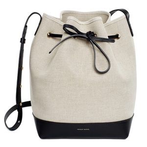 Mansur Gavriel Creme and Black Canvas Bucket Bag